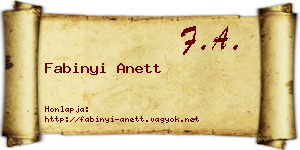 Fabinyi Anett névjegykártya